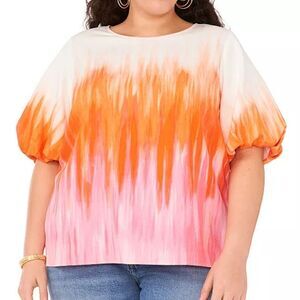 Vince Camuto Plus Size Tie-Dye Puff Sleeve Blouse Colorful 2024 Release Size 2X